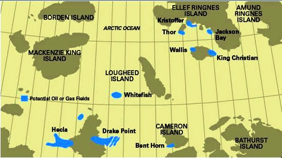 Major gas fields discovered by PanArctic in Canada's High Arctic.